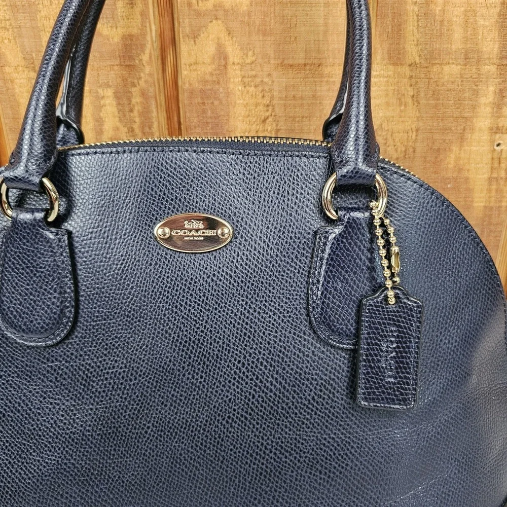 COACH Cora Crossgrain Domed Satchel F34491 Midnight/Chalk + Hang Tag *NO STRAP
